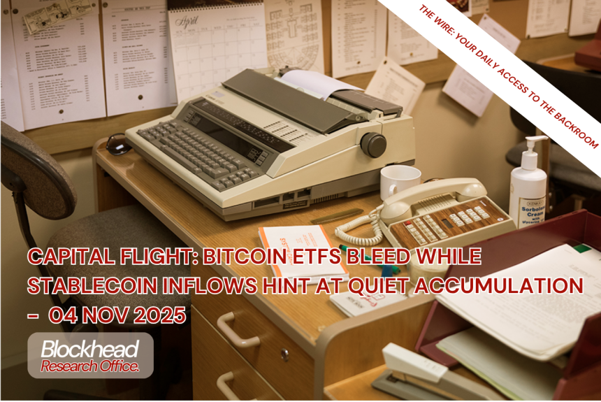 Capital Flight: Bitcoin ETFs Bleed While Stablecoin Inflows Hint at Quiet Accumulation